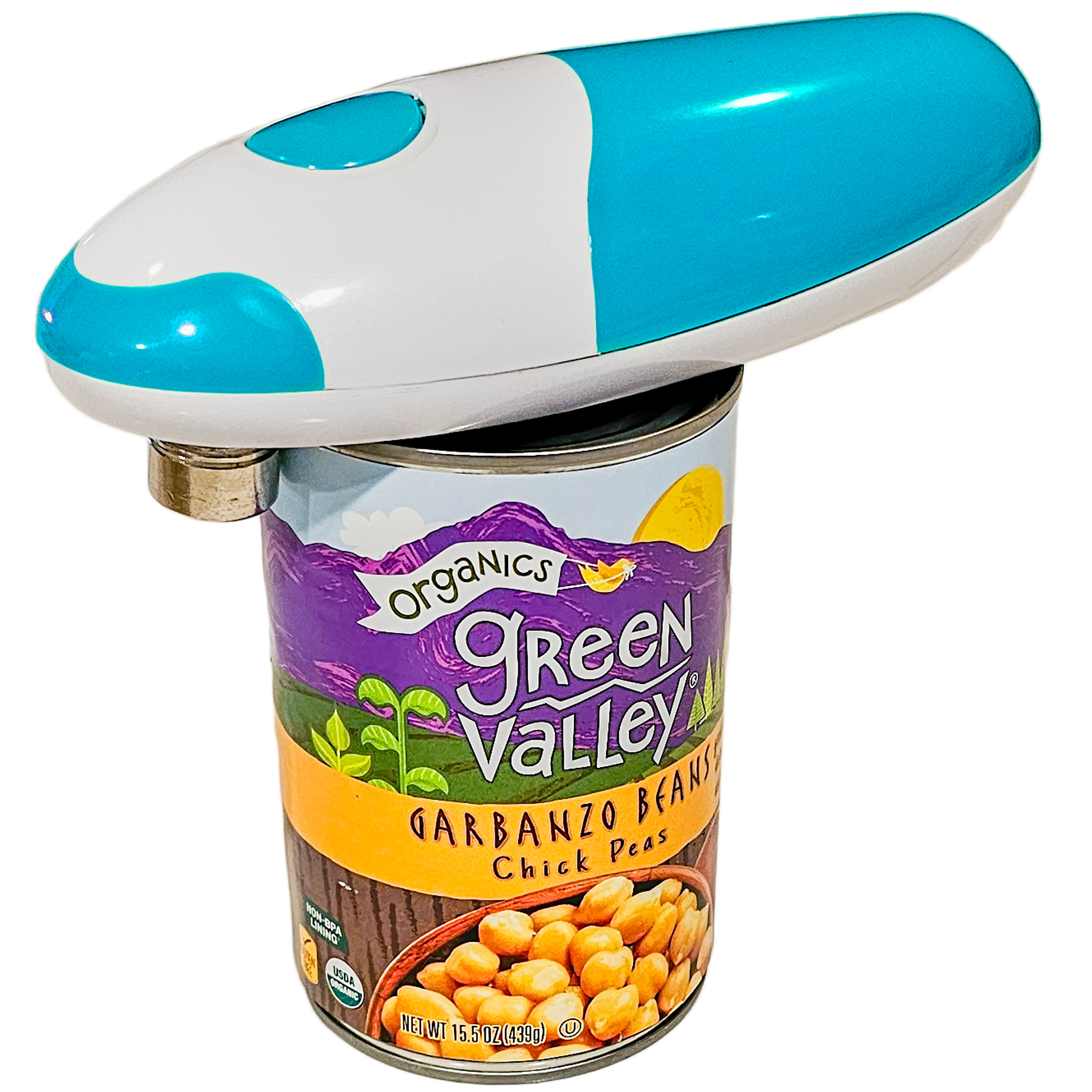 Automatic Hands Free Can Opener - Electric, Smooth Edge Safety, Battery Operated & Cordless - Stainless Steel One Touch Operation Can Opener - Blue
